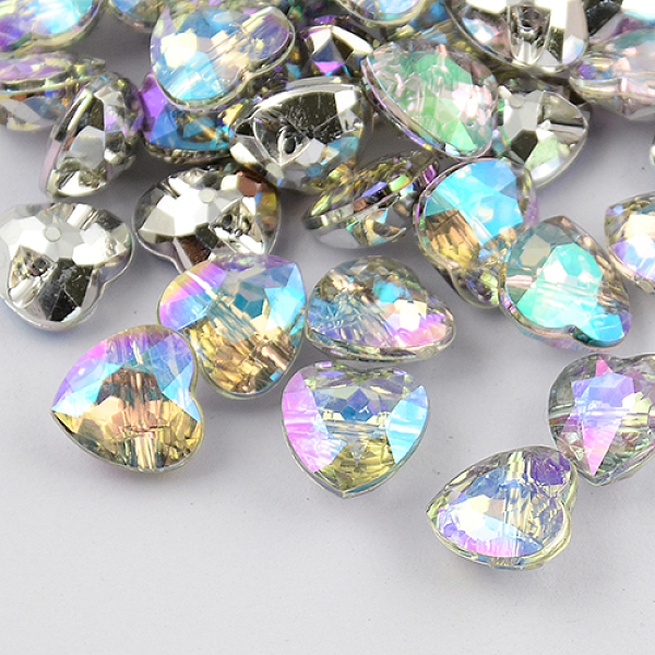 

PandaHall 1-Hole Taiwan Acrylic Rhinestone Heart Buttons, Faceted & Silver Plated Pointed Back, Colorful, 15x15x7.5mm, Hole: 1mm Acrylic...