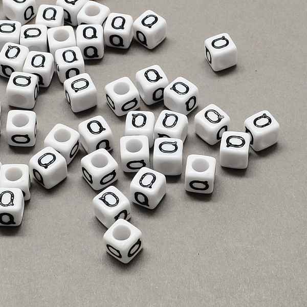 

PandaHall Large Hole Acrylic Letter European Beads, Horizontal Hole, White & Black, Cube with Letter, Letter.Q, 8x8x8mm, Hole: 4mm, about...
