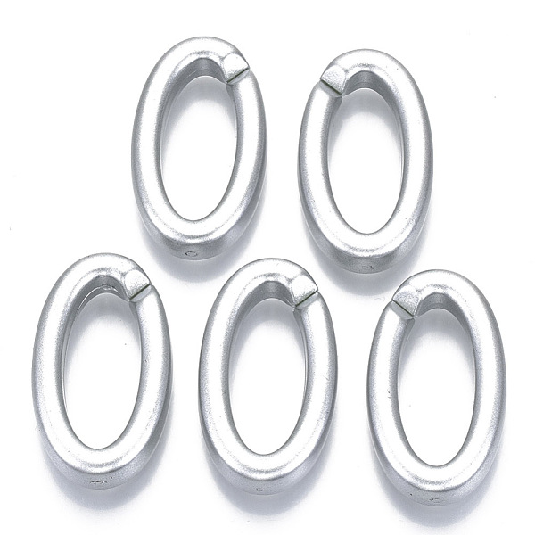 

PandaHall Opaque Spray Painted Acrylic Linking Rings, Quick Link Connectors, for Cable Chains Making, Oval, Silver, 35x19x6mm, Inner...