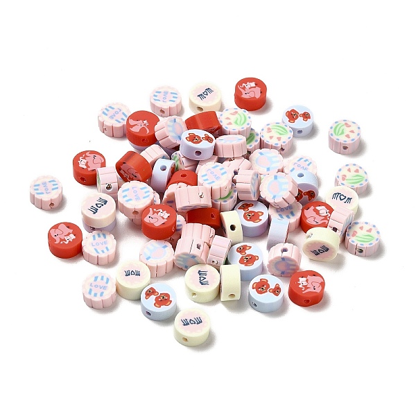 

PandaHall Handmade Polymer Clay Beads, Flat Round with Animal Pattern, Mixed Color, 8~9.5x4~5mm, Hole: 1.8mm Polymer Clay Flat Round..., Multicolor