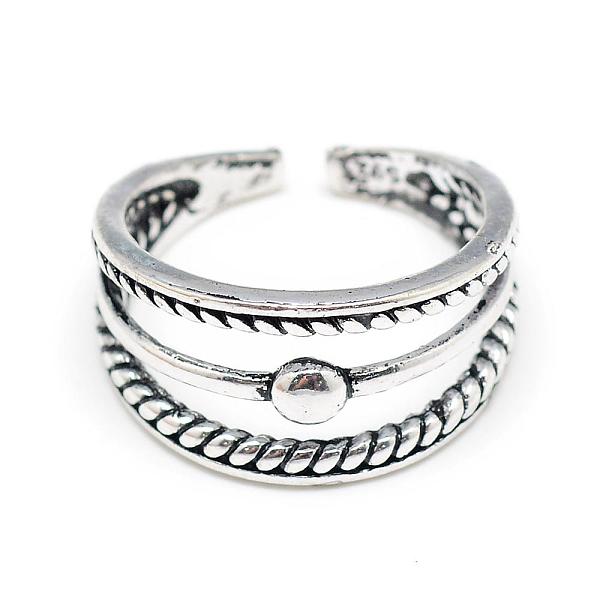 

PandaHall Adjustable Alloy Cuff Finger Rings, Size 7, Antique Silver, 17mm Alloy
