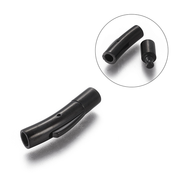 

PandaHall 304 Stainless Steel Bayonet Clasps, Column, Gunmetal, 28~30x7x6mm, Hole: 4mm 304 Stainless Steel