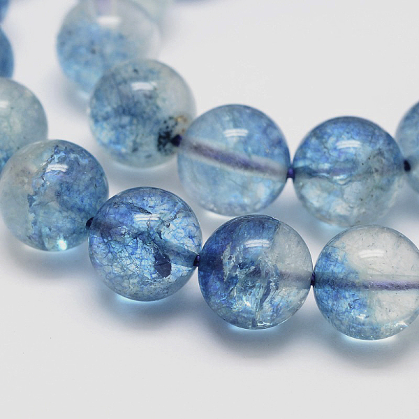 

PandaHall Dyed Round Natural Crackle Quartz Beads Strands, Sky Blue, 8mm, Hole: 1mm, about 48pcs/strand, 15.5 inch Crackle Quartz Round Blue