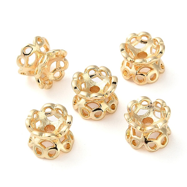 

PandaHall Rack Plating Brass Beads, Long-Lasting Plated, Real 14K Gold Plated, 6.5x5mm, Hole: 1.4mm Brass Flower