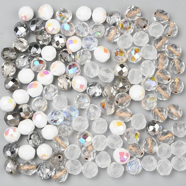 

PandaHall Fire-Polished Czech Glass Beads, Faceted, Ananas, Clear, 7.5~8x8mm, Hole: 1.2mm, about 120pcs/bag Czech Glass Round Clear