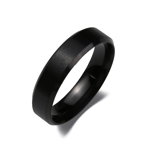 

PandaHall Vacuum Plating Matte Style 304 Stainless Steel Wide Band Finger Rings for Women Men, Plain Band Rings, Electrophoresis Black, 6mm...