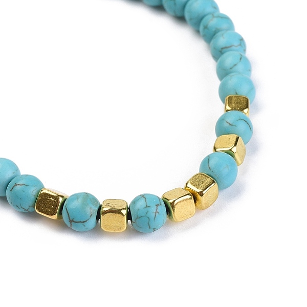 

PandaHall Synthetic Turquoise Braided Bead Bracelets, with Alloy Spacer Beads and Nylon Thread Cord, Golden, 2-1/4 inch(5.7cm) Synthetic..., Black