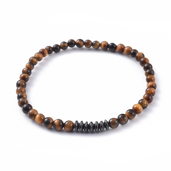 

PandaHall Natural Gemstone Stretch Bracelets, with Non-Magnetic Synthetic Hematite Beads, 2-1/8 inch(5.5cm) Mixed Stone