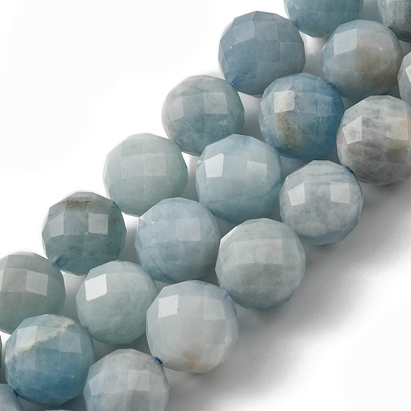 

PandaHall Natural Aquamarine Beads Strands, Faceted(64 Facets), Round, 9~10mm, Hole: 1mm, about 38pcs/strand Aquamarine Round