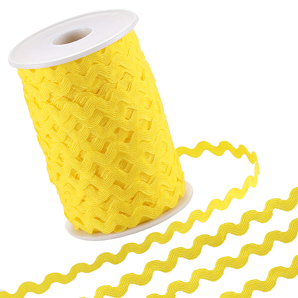 

PandaHall Gorgecraft 2 trands Polyester Wave Bending Fringe Trim, Sewing Ribbon, for Cloth Dress DIY Making Decorate, with Spool, Yellow...