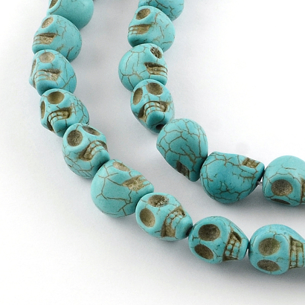 

PandaHall Gemstone Beads Strands, Synthetical Turquoise, Skull, for Halloween, Light Sea Green, 13x12x13mm, Hole: 2mm, about 26pcs/strand....