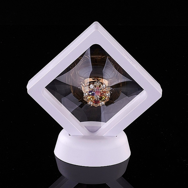 

PandaHall Plastic Frame Stands, with Transparent Membrane, 3D Floating Frame Display Holder, Coin Display Box, Square, White, 69x69x54mm...
