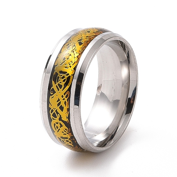 

PandaHall Enamel Dragon Flat Finger Ring, 201 Stainless Steel Jewelry for Women, Golden & Stainless Steel Color, Inner Diameter: 17mm 201...