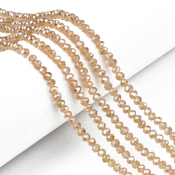 

PandaHall Electroplate Glass Beads Strands, AB Color Plated, Faceted, Rondelle, Goldenrod, 4x3mm, Hole: 0.4mm, about 113~115pcs/strand..., Gold