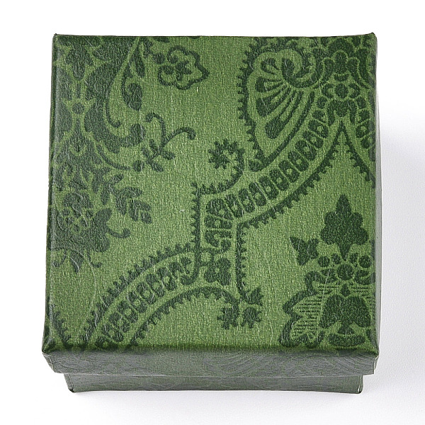 

PandaHall Flower Printed Cardboard Jewelry Boxes, with Black Sponge, for Jewelry Gift Packaging, Square, Dark Sea Green, 5x5x3.35cm, Inside...