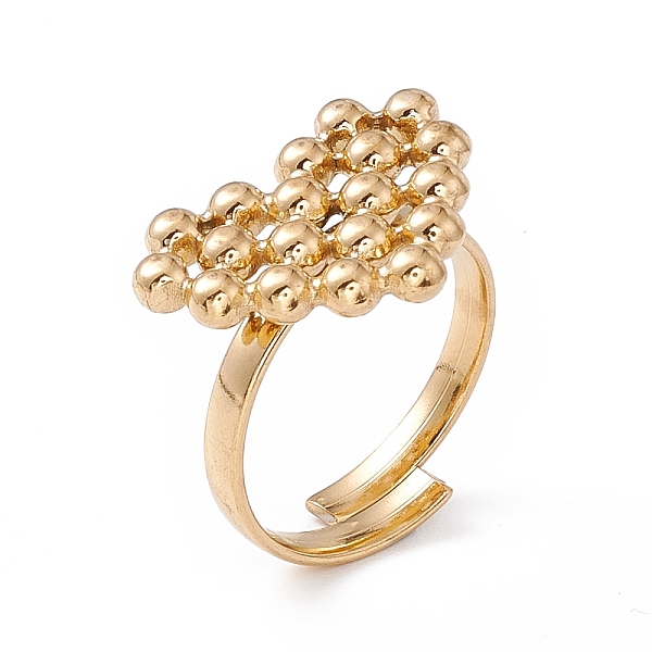 

PandaHall Ion Plating(IP) 304 Stainless Steel Rings Heart Adjustable Ring for Women, Golden, Inner Diameter: 17~19mm 304 Stainless Steel