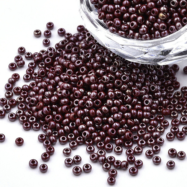 

PandaHall 11/0 Czech Opaque Glass Seed Beads, Lustered, Round, Saddle Brown, 2.2x1.5mm, Hole: 0.7mm, about 500g/bag Glass
