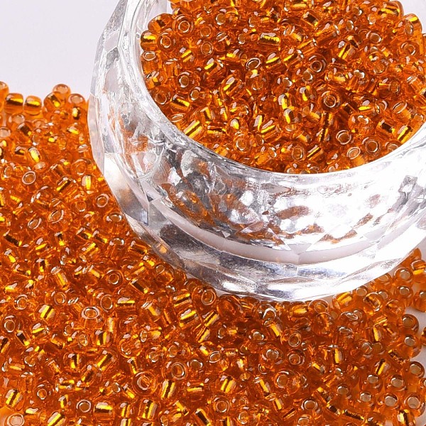 

PandaHall 12/0 Glass Seed Beads, Silver Lined Round Hole, Round, Orange Red, 2mm, Hole: 1mm, about 30000 beads/pound Glass Red