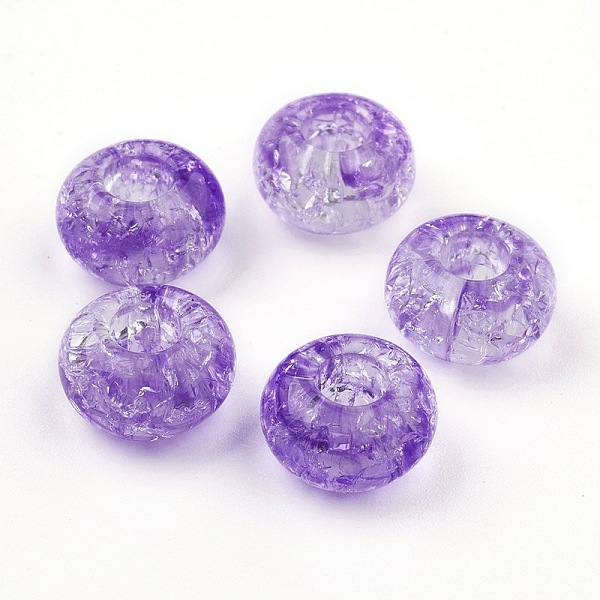 

PandaHall Transparent Crackle Acrylic Beads, Large Hole Beads, Rondelle, Purple, 14x8mm, Hole: 5.5mm, about 510pcs/500g Acrylic Rondelle...