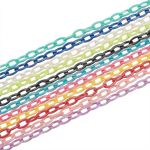 

PandaHall 11 Colors Acrylic Opaque Cable Chains, AB Color, Horse Eye, Mixed Color, 13x8x2mm, 18.5 inch~19.29 inch(47~49cm)/strand..., Multicolor