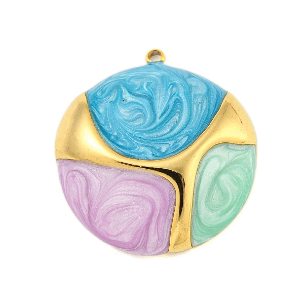 

PandaHall Ion Plating(IP) 304 Stainless Steel Pendants, with Enamel, Real 18K Gold Plated, Half Round Charm, Colorful, 26x24x5mm, Hole...