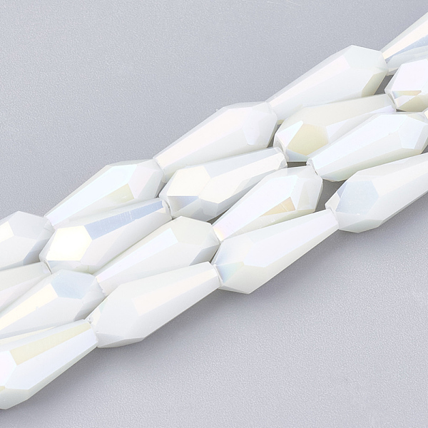 

PandaHall Electroplate Opaque Solid Color Glass Beads Strands, Faceted, Vase, Creamy White, 14x6x6mm, Hole: 1.2mm, about 50pcs/strand, 27.1...