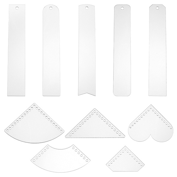 

PandaHall BENECREAT 1 Set Transparent Acrylic Bookmark Templates, Leathercraft Stencil, Rectangle & Triangle & Heart & Fan & Diamond, Clear...