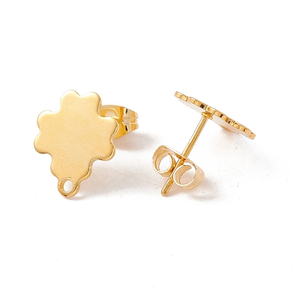 

PandaHall 201 Stainless Steel Stud Earring Findings, with 304 Stainless Steel Pins, Horizontal Loops and Ear Nuts, Clover, Real 24K Gold...