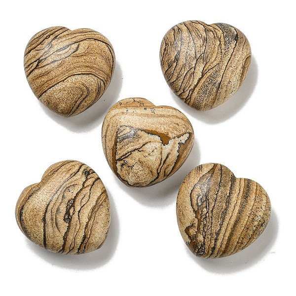 

PandaHall Natural Picture Jasper Statues Ornaments, Love Heart Stone for Reiki Energy Balancing Meditation Gift, 42~44.5x45x19.5~23mm...