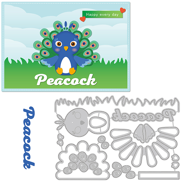 

PandaHall BENECREAT 15.8x10.7cm Peacock Pattern Carbon Steel Cutting Dies Stencils, Cartoon Metal Dies Cuts for DIY Scrapbooking, Photo...