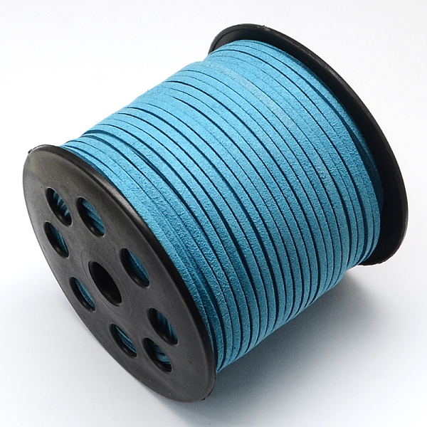 

PandaHall Faux Suede Cord, Faux Suede Lace, Dodger Blue, 2.7x1.4mm, about 98.42 yards(90m)/roll Faux Suede Blue