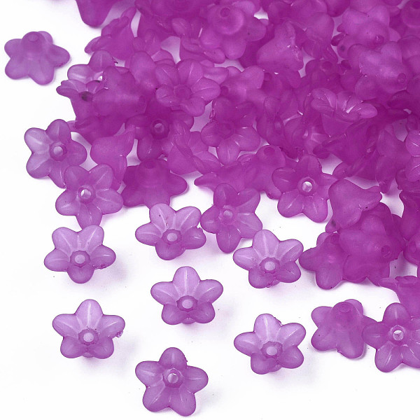 

PandaHall Transparent Acrylic Beads, Flower, Frosted, Purple, 10x5mm, Hole: 1mm, about 4600pcs/500g Acrylic Flower Purple