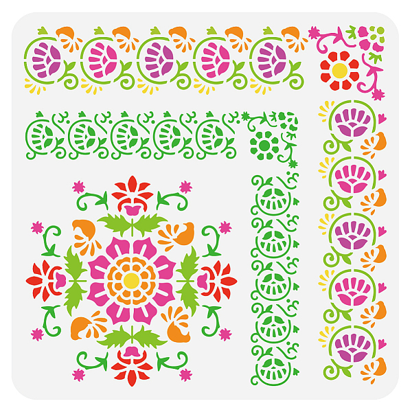 

PandaHall PET Hollow Out Drawing Painting Stencils, for DIY Scrapbook, Photo Album, Floral, 30x30cm Plastic Others
