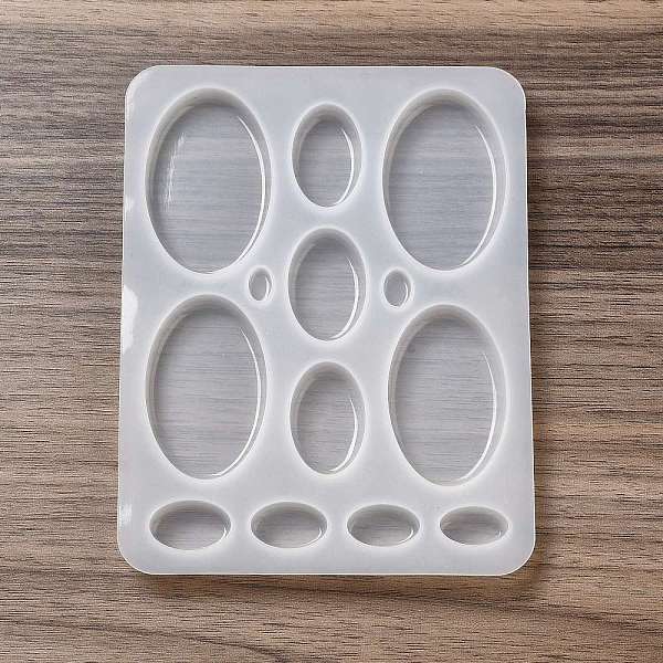 

PandaHall DIY Silicone Cabochons Molds, Resin Casting Molds, for UV Resin, Epoxy Resin Jewelry Making, Oval Pattern, 135x105x8.5mm, Inner..., White