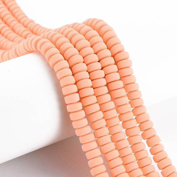 

PandaHall Handmade Polymer Clay Beads Strands, for DIY Jewelry Crafts Supplies, Flat Round, Light Salmon, 6~7x3mm, Hole: 1.5mm, about...
