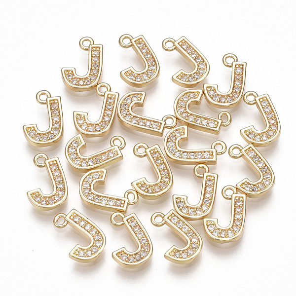 

PandaHall Brass Cubic Zirconia Charms, Letter, Clear, Real 18K Gold Plated, Letter.J, 10x7x1.5mm, Hole: 1mm Brass+Cubic Zirconia Letter J...