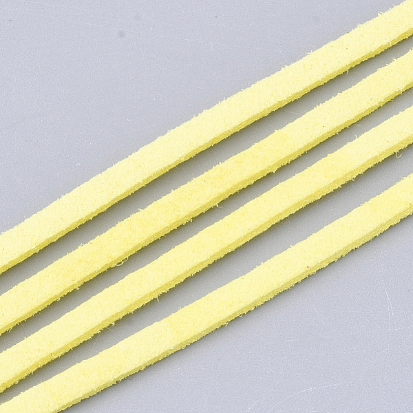 

PandaHall Faux Suede Cord, Faux Suede Lace, Yellow, 2.5~2.8x1.5mm, about 1.09 yards(1m)/strand Faux Suede Yellow