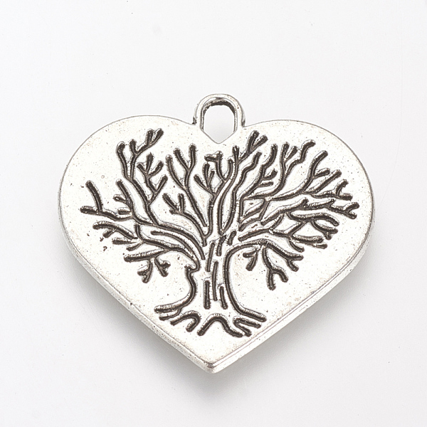 

PandaHall Tibetan Style Alloy Pendants, Heart with Tree, Cadmium Free & Lead Free, Antique Silver, 23x23.5x1.5mm, Hole: 2mm, about...