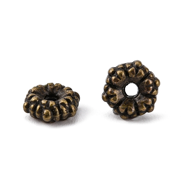 

PandaHall Tibetan Style Alloy Spacer Beads, Cadmium Free & Nickel Free & Lead Free, Flower, Antique Bronze, 5.5x2mm, Hole: 1mm, about...