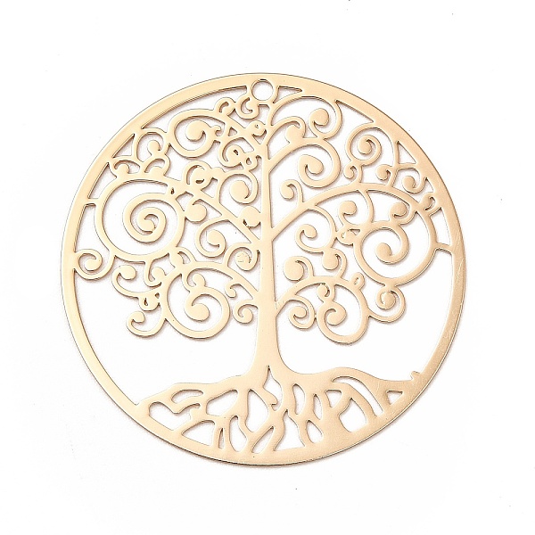 

PandaHall Rack Plating Brass Filigree Pendants, Long-Lasting Plated, Flat Round with Tree of Life, Light Gold, 35x0.3mm, Hole: 1.6mm Brass...