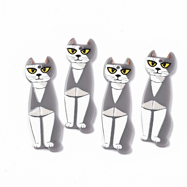 

PandaHall Acrylic Big Pendants, 3D Printed, Cat, Gray, 50x15x2mm, Hole: 1.6mm Acrylic Cat Shape Gray