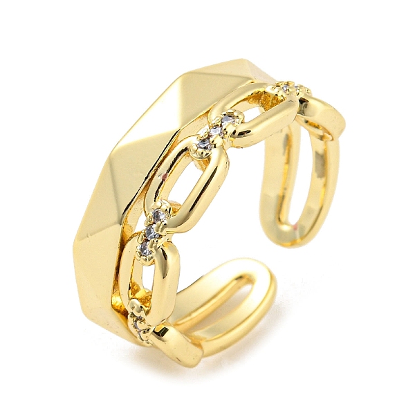 

PandaHall Brass Micro Pave Cubic Zirconia Open Cuff Rings, Oval, Real 16K Gold Plated, Inner Diameter: 17mm Brass+Cubic Zirconia Clear