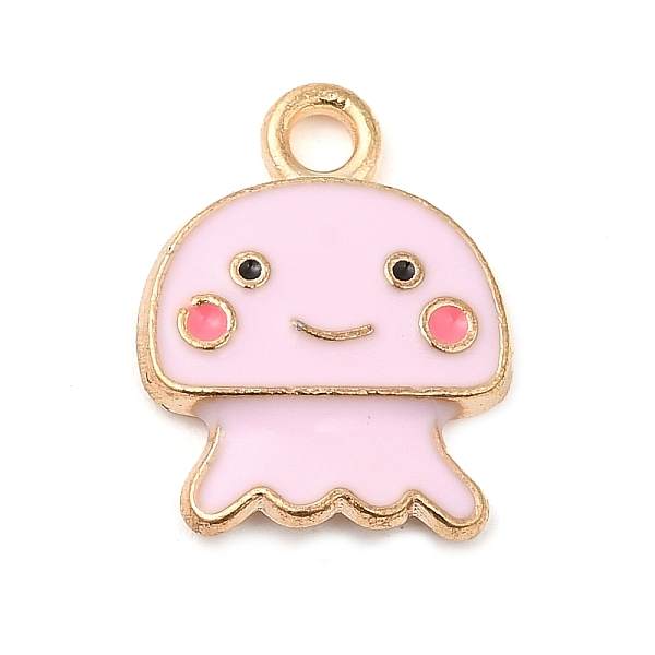 

PandaHall Alloy Enamel Pendants, Light Gold, Jellyfish Charm, Pink, 15x12x2mm, Hole: 1.8mm Alloy+Enamel Jellyfish Pink