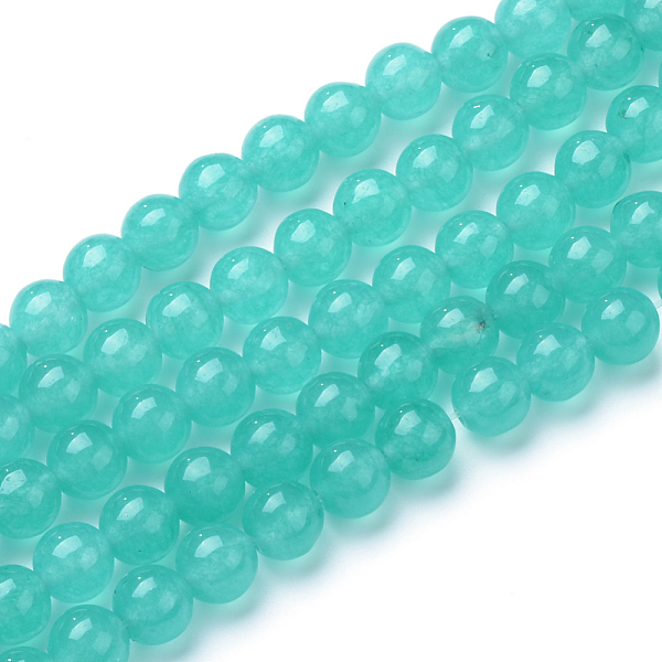 

PandaHall Natural White Jade Bead Strands, Dyed, Round, Light Sea Green, 6mm, Hole: 1mm, about 66pcs/strand, 15.7 inch White Jade Round...