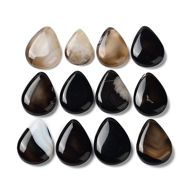 

PandaHall Dyed & Heated Natural Black Agate Pendants, Teardrop Charms, 24.5~27.5x17~21x4~5mm, Hole: 0.7~0.8mm Black Agate Teardrop Black