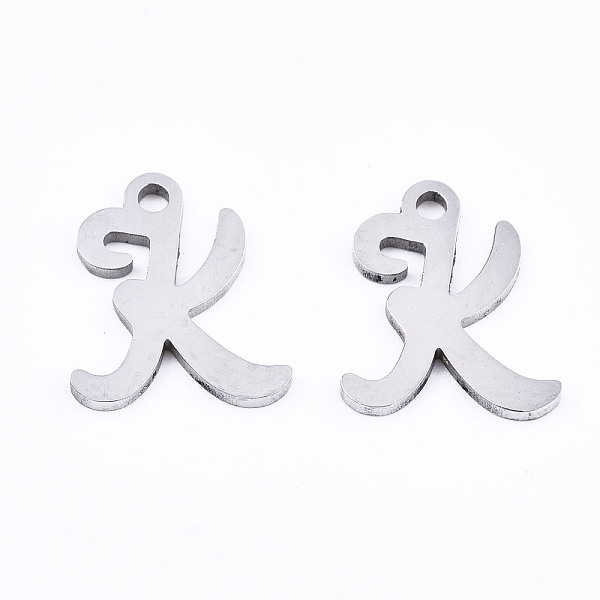 

PandaHall 201 Stainless Steel Charms, Laser Cut, Alphabet, Stainless Steel Color, Letter.K, 12x10x1mm, Hole: 1.4mm Stainless Steel Letter K