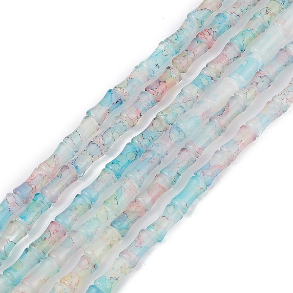 

PandaHall Baking Varnish Glass Beads Strand, Bamboo Stick, Pale Turquoise, 12x6.5mm, Hole: 1.4mm, about 65~66pcs/strand, 30.71''(78cm) Glass...