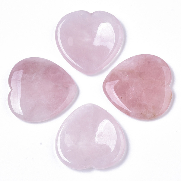 PandaHall Natural Rose Quartz Thumb Worry Stone, Pocket Palm Stones, for Healing Reiki Stress Relief, Heart Shape, 39~40x39~40x5~6mm Rose...