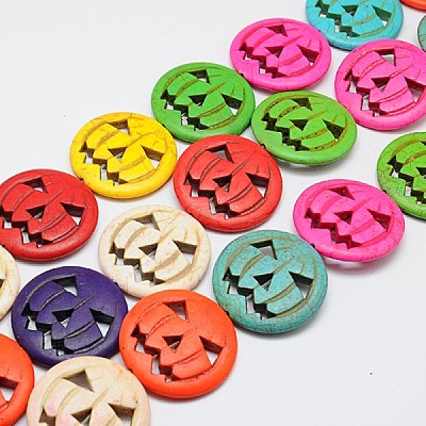 

PandaHall Synthetic Turquoise Beads, Dyed, Halloween Pumpkin Jack-O'-Lantern Jack o Lantern, Mixed Color, 20x6mm, Hole: 1mm Synthetic..., Multicolor