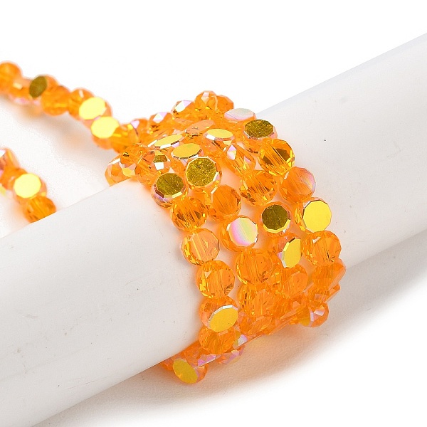

PandaHall Transparent Electroplate Glass Beads Strands, AB Color Plated, Faceted, Flat Round, Dark Orange, 4x4x2.5mm, Hole: 1.1mm, about...